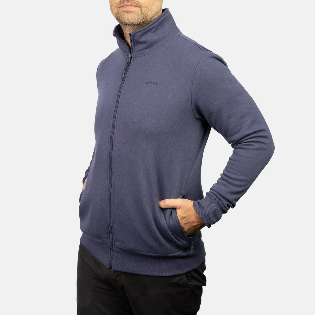 Perry Mens Full Zip Stand Collar Jacket - Washed Navy