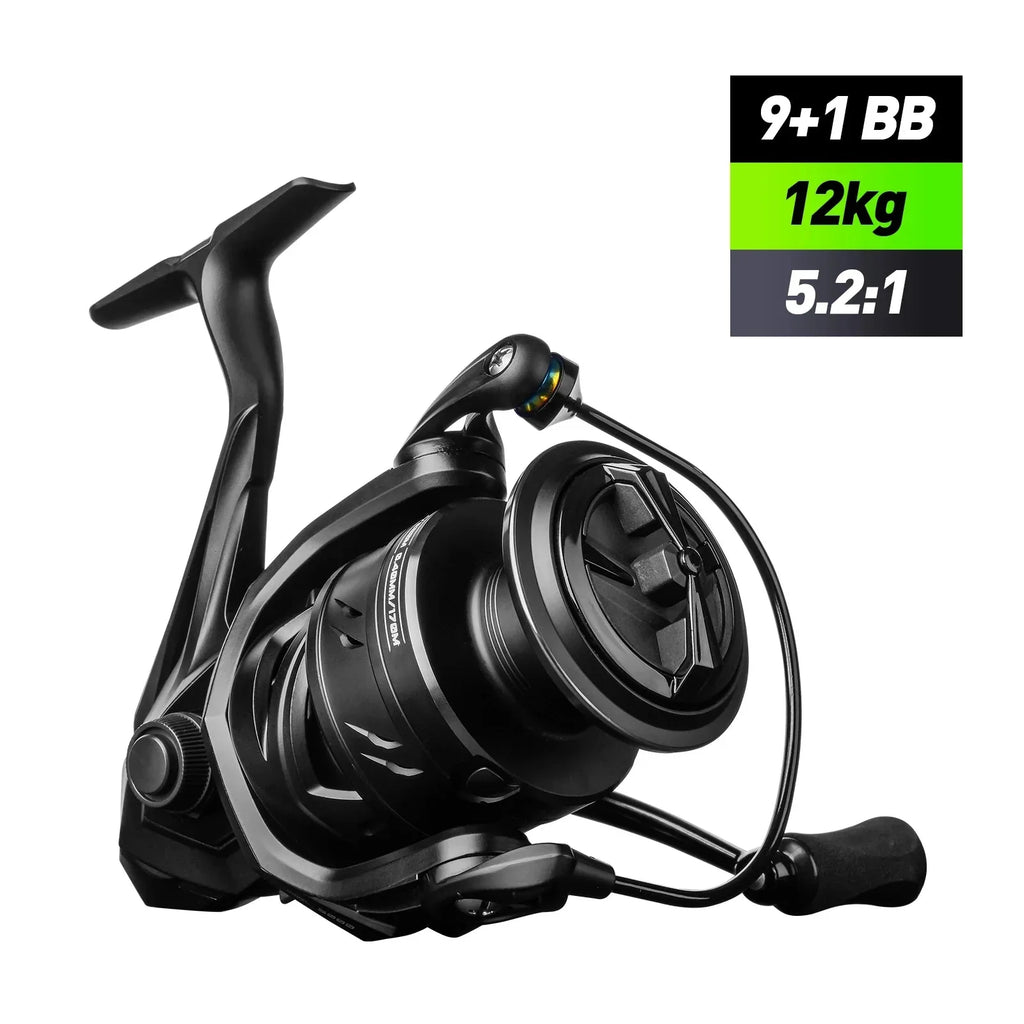 5000 Series Graphite Spinning Reel Left/Right Handed Black-1