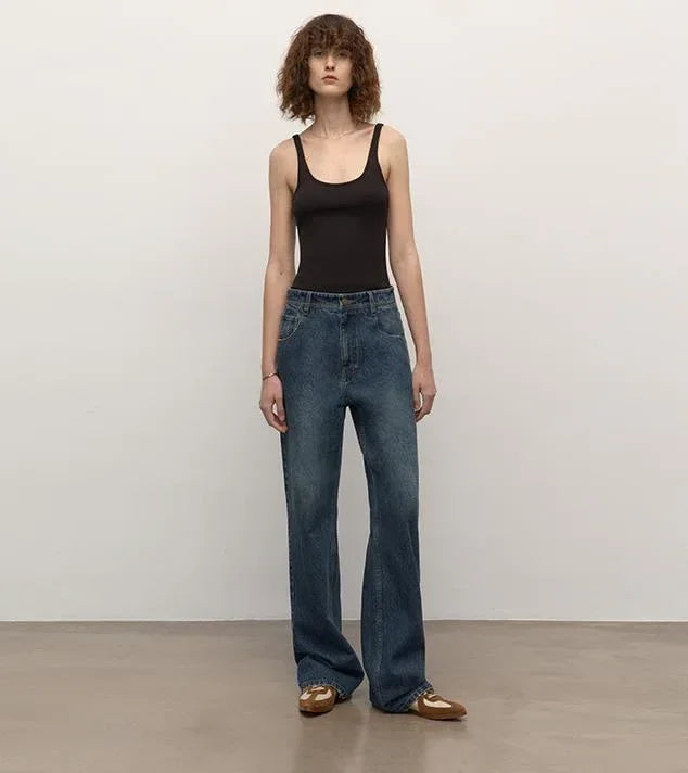 TOP grade long-staple cotton basic micro-stacked straight jeans - Modz Designs