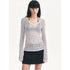 "Spring Old Dream" Loose and versatile slightly hollow V-neck straight shoulder top - Modz Designs