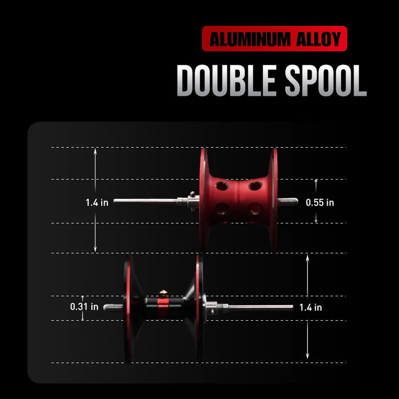 NNEOBA High-Speed Baitcasting Reel Dual Spools Right Hand Black-4