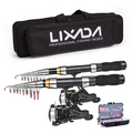 2.1m / 2.3m Telescopic Fishing Rod & Reel Combo Full Kit Black-0