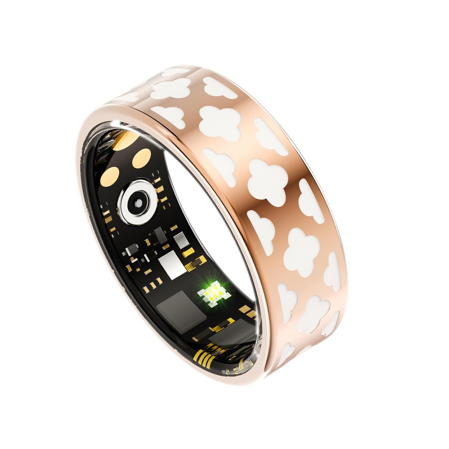 NNEDSZ Smart Ring With Heart Rate Blood Oxygen Sleep Monitoring - Multiple Sports Modes - Rose Gold - Size 13