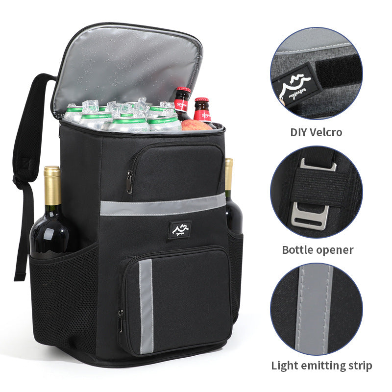NNEDSZ Insulated Cooler Backpack - Portable Outdoor Picnic and Beverage Bag with Bottle Opener (Gray)