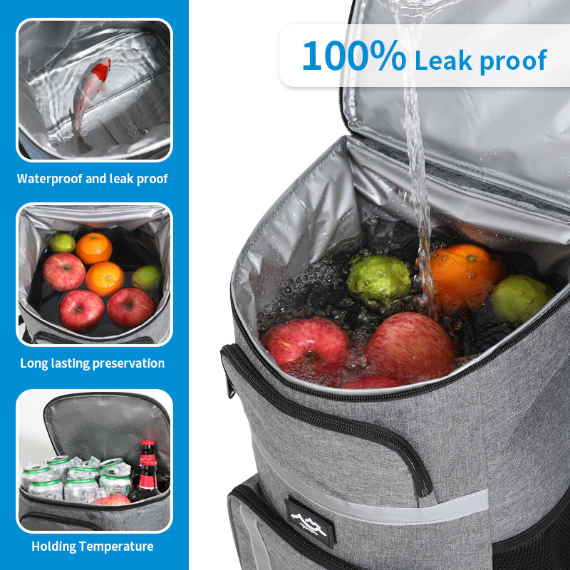 NNEDSZ Insulated Cooler Backpack - Portable Outdoor Picnic and Beverage Bag with Bottle Opener (Gray)