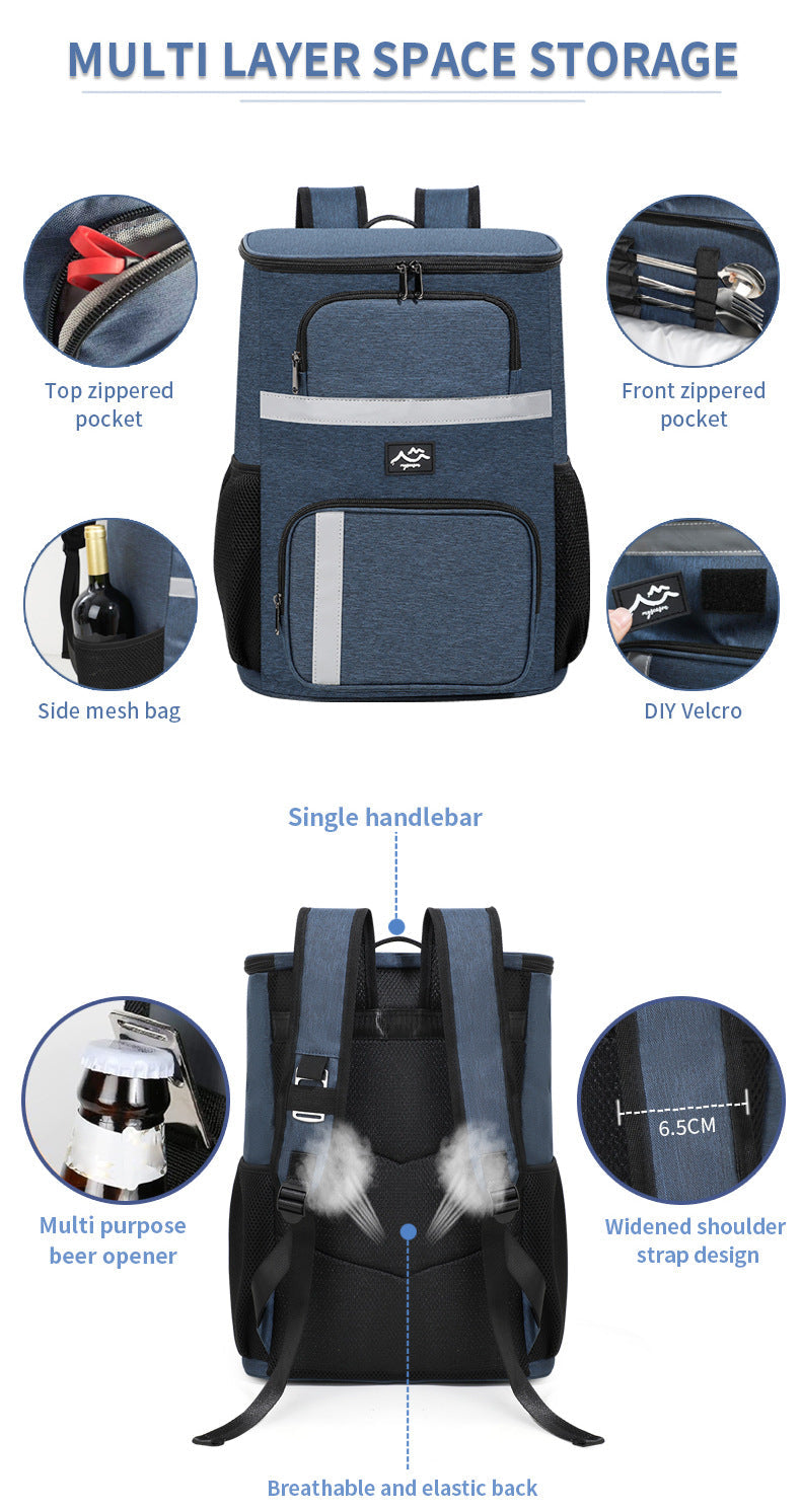 NNEDSZ Insulated Cooler Backpack - Portable Outdoor Picnic and Beverage Bag with Bottle Opener (Gray)