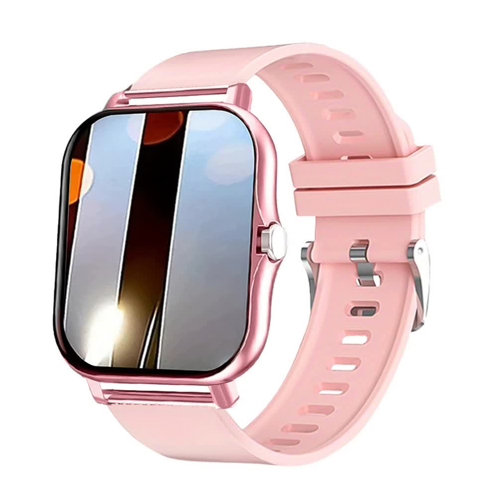 NNEDSZ Single Silicone Strap Pink Smart Fitness Watch with Large Display - 24 Sport Modes, Heart Rate Monitor & More