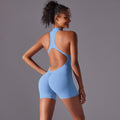 NNEDSZ Size L Light Blue High-Impact Seamless Bodysuit - Nude Feel Yoga & Fitness Romper