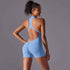 NNEDSZ Size L Light Blue High-Impact Seamless Bodysuit - Nude Feel Yoga & Fitness Romper
