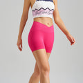 NNEDSZ Rose Red Yoga Shorts - Seamless, High Waist, Tummy Control Size L