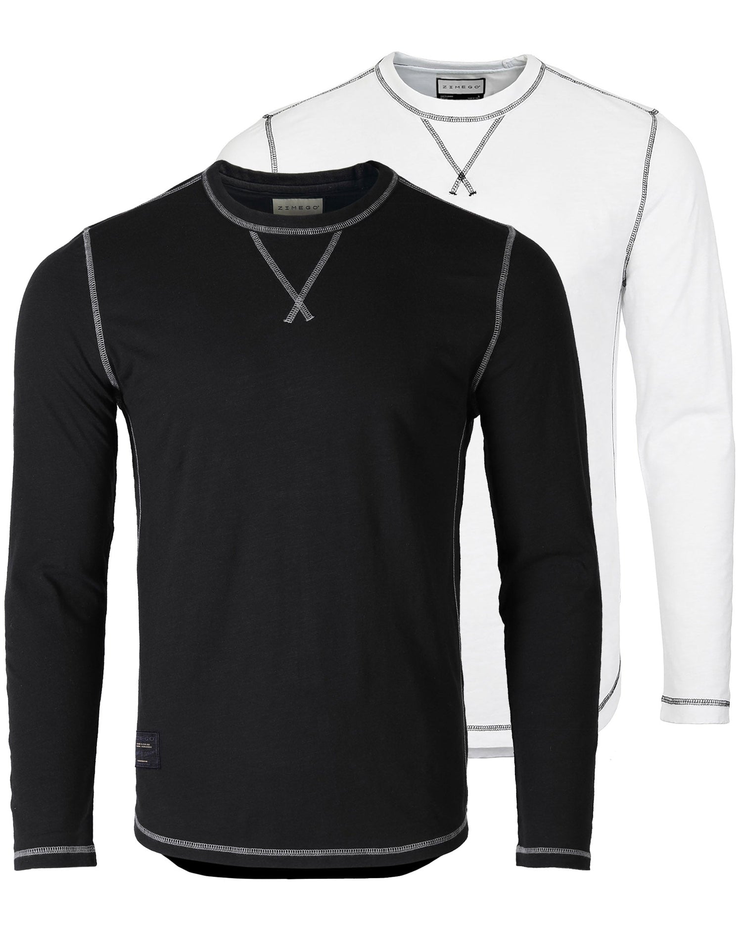 Signature Classic Long Sleeve Crew Neck T-Shirt for Men in black and white colors, featuring contrast stitching.