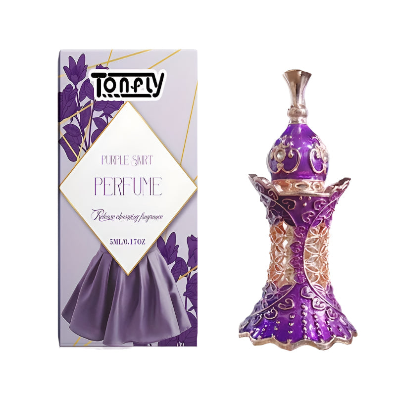 NNETM Purple Skirt Perfume Floral Fragrance in decorative bottle and elegant packaging.