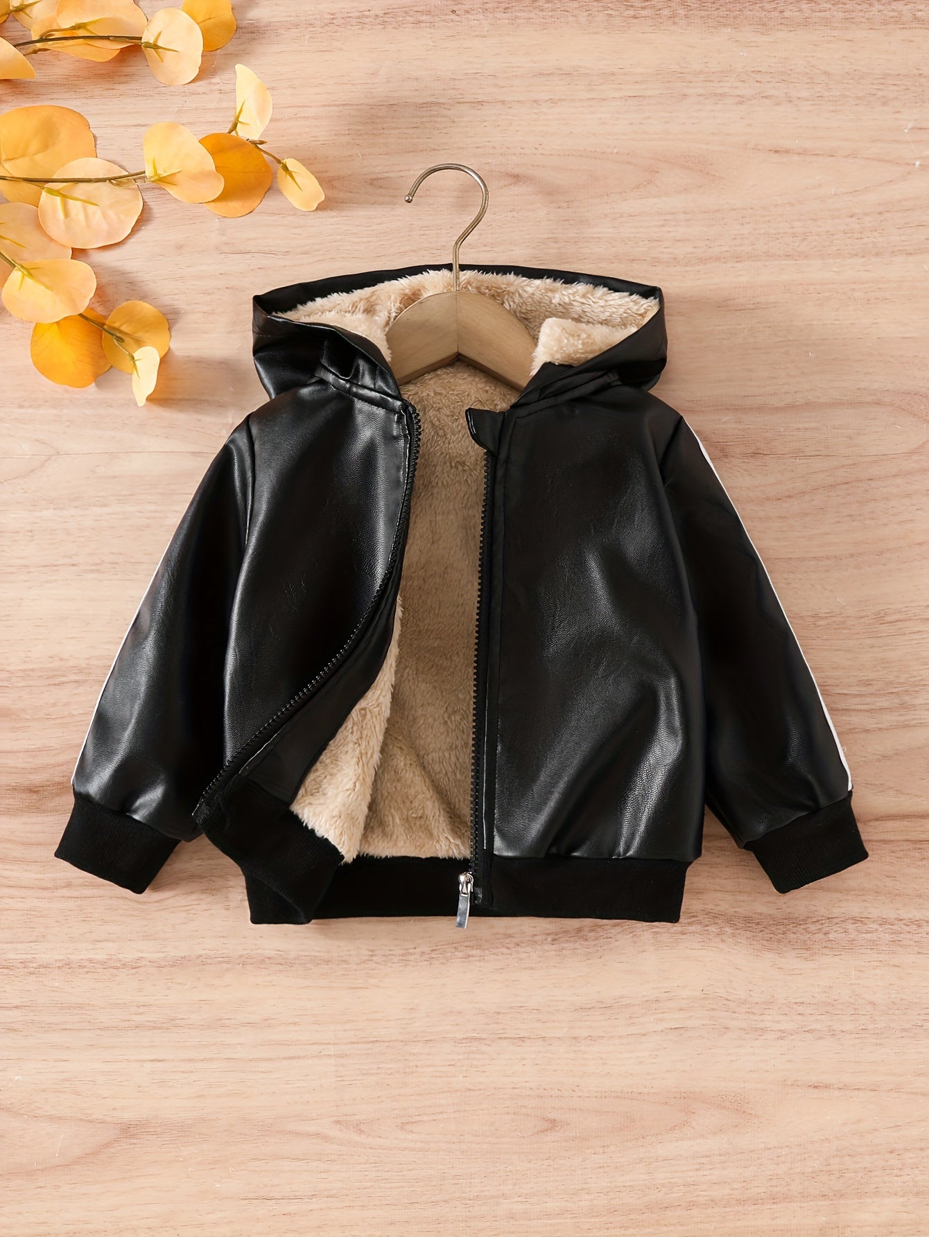 NNETM Boys’ Hooded Winter Jacket Plush Windproof Coat