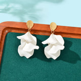 1pair Elegant Flower Petal Dangle Earrings for Women Daily Dating Party Jewelry