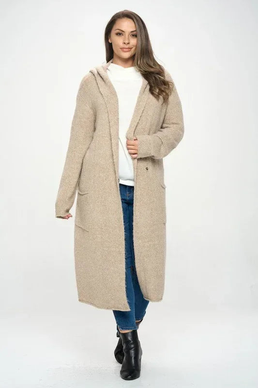 Taupe Knit Open Front Cardigan Sweater - Modz Designs