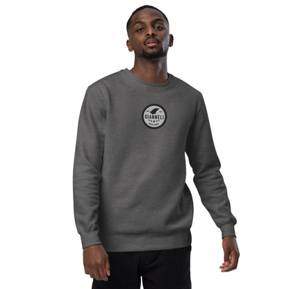 Gianneli Unisex Fashion Sweatshirt worn by model in dark gray, showcasing style and comfort.