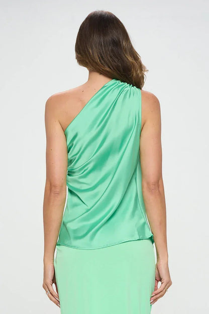 Silky Satin One Shoulder Ruched Top - Modz Designs