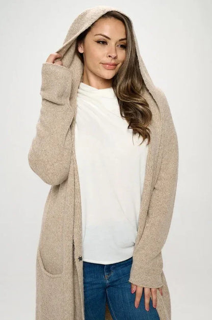 Taupe Knit Open Front Cardigan Sweater - Modz Designs