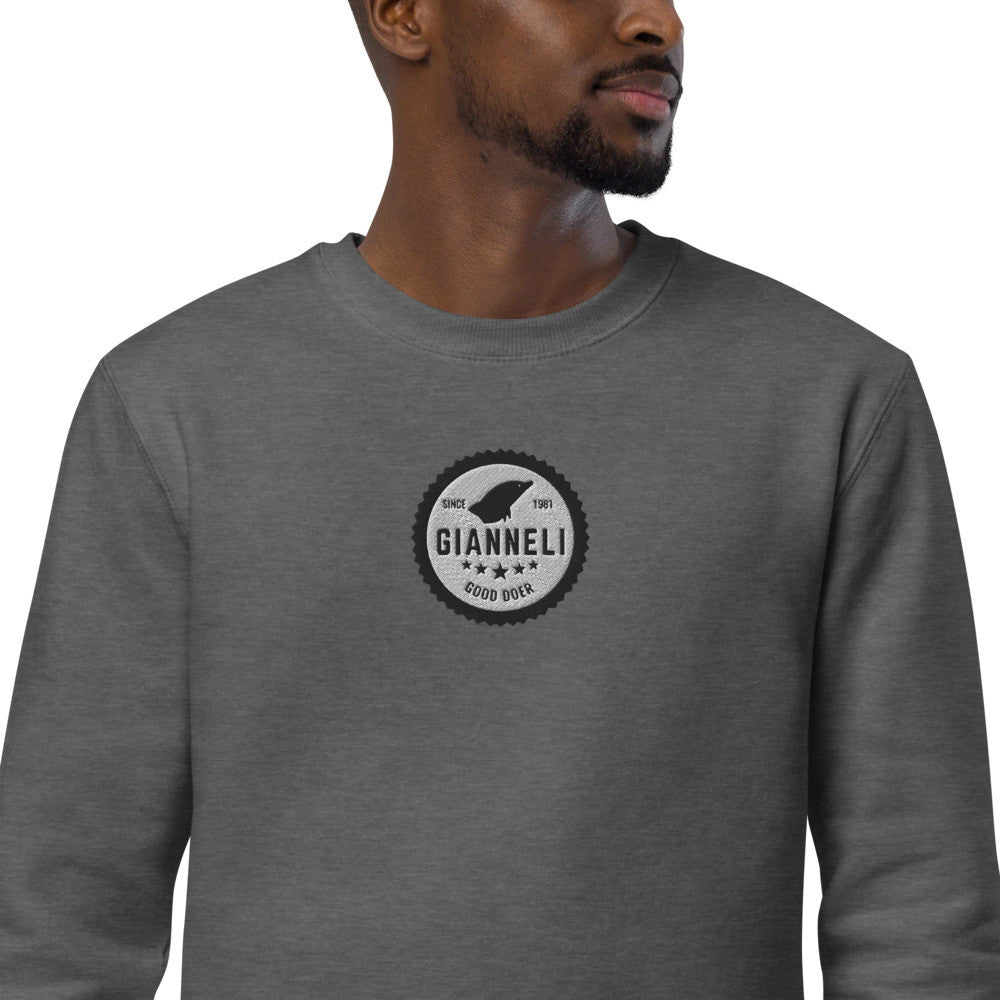 Gianneli Unisex Fashion Sweatshirt with logo, stylish gray design perfect for casual wear.