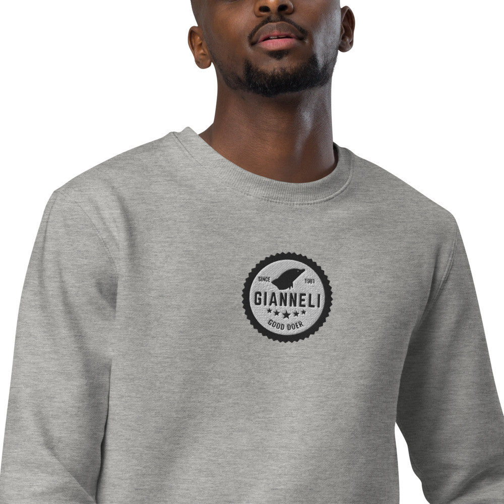 Gianneli Unisex Fashion Sweatshirt featuring a stylish logo on a comfortable grey fabric.