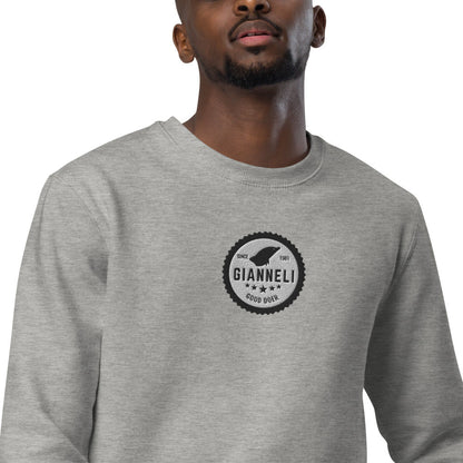 Gianneli Unisex Fashion Sweatshirt featuring a stylish logo on a comfortable grey fabric.