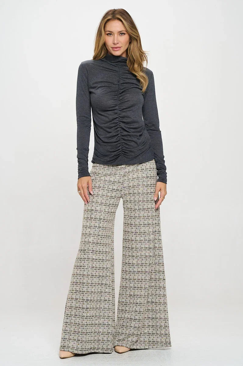 Knit Long Sleeve Mock neck Top with Scrunched Detail - Modz Designs