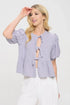 Linen Solid Puff Sleeve Top with Front Bow Detail - Modz Designs
