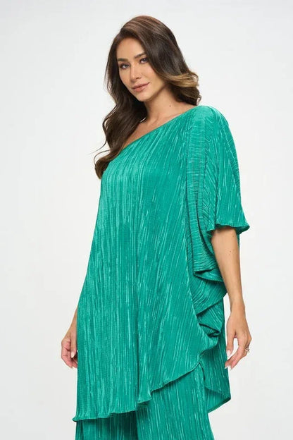 Plisse One Shoulder Draped Tunic Dress - Modz Designs