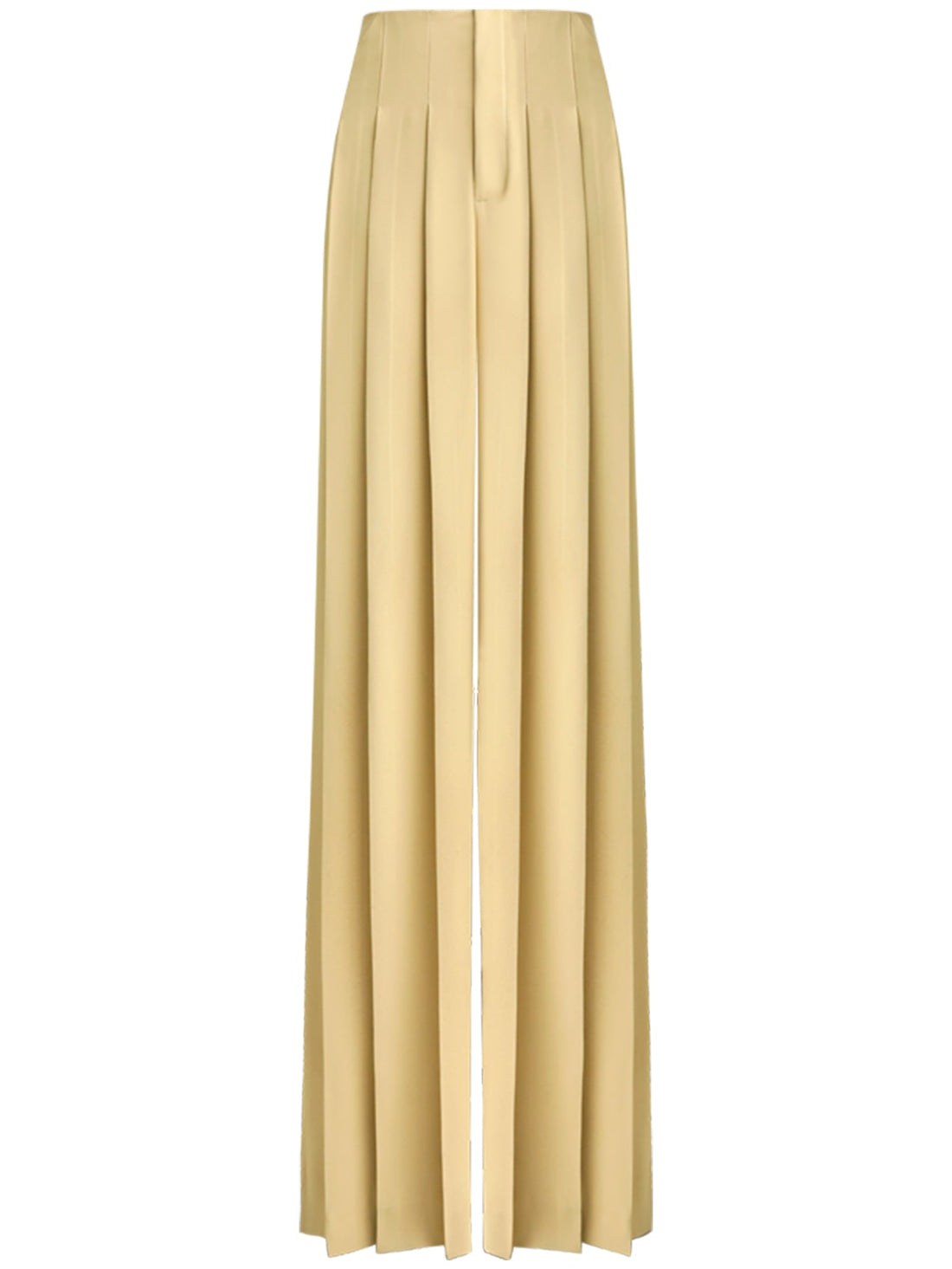 High Waist Pleated Wide Leg Beige Pants
