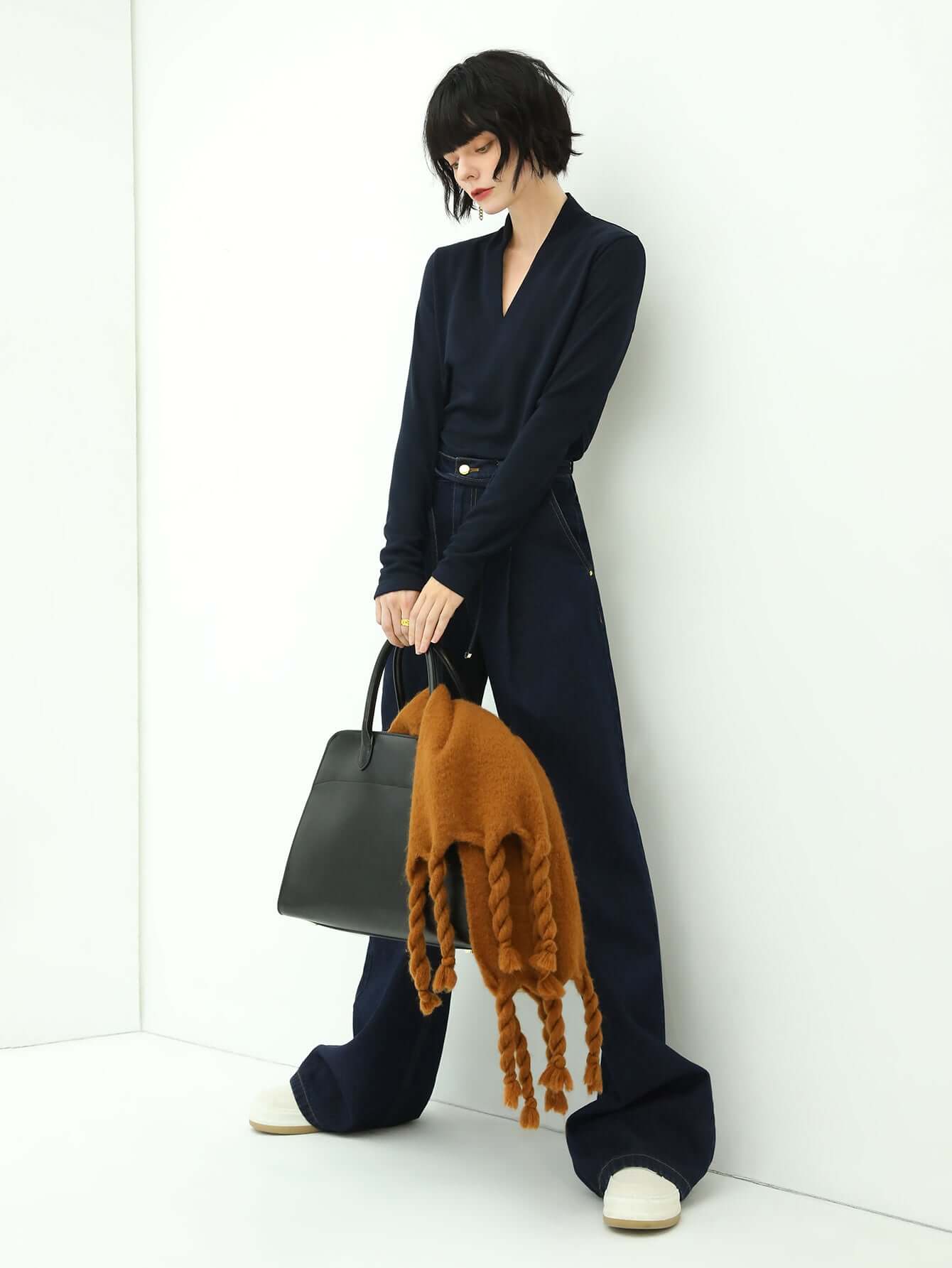 High-Waisted Straight Leg Jeans in Navy - Modz Designs