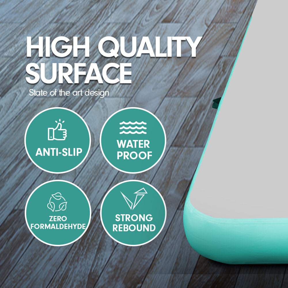 NNEDPE 7m x 1m Air Track Inflatable Gymnastics Mat Tumbling - Grey Green