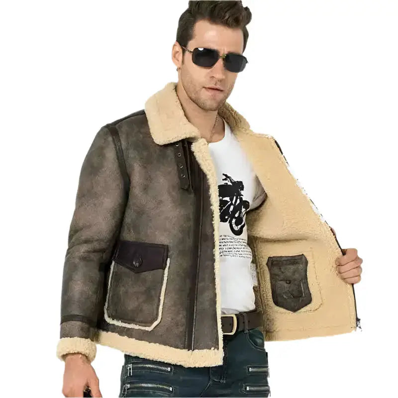 Men’s B3 Bomber Shearling Aviator Jacket-2