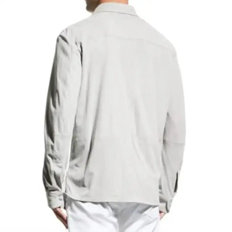 Mens White Suede Leather Shirt