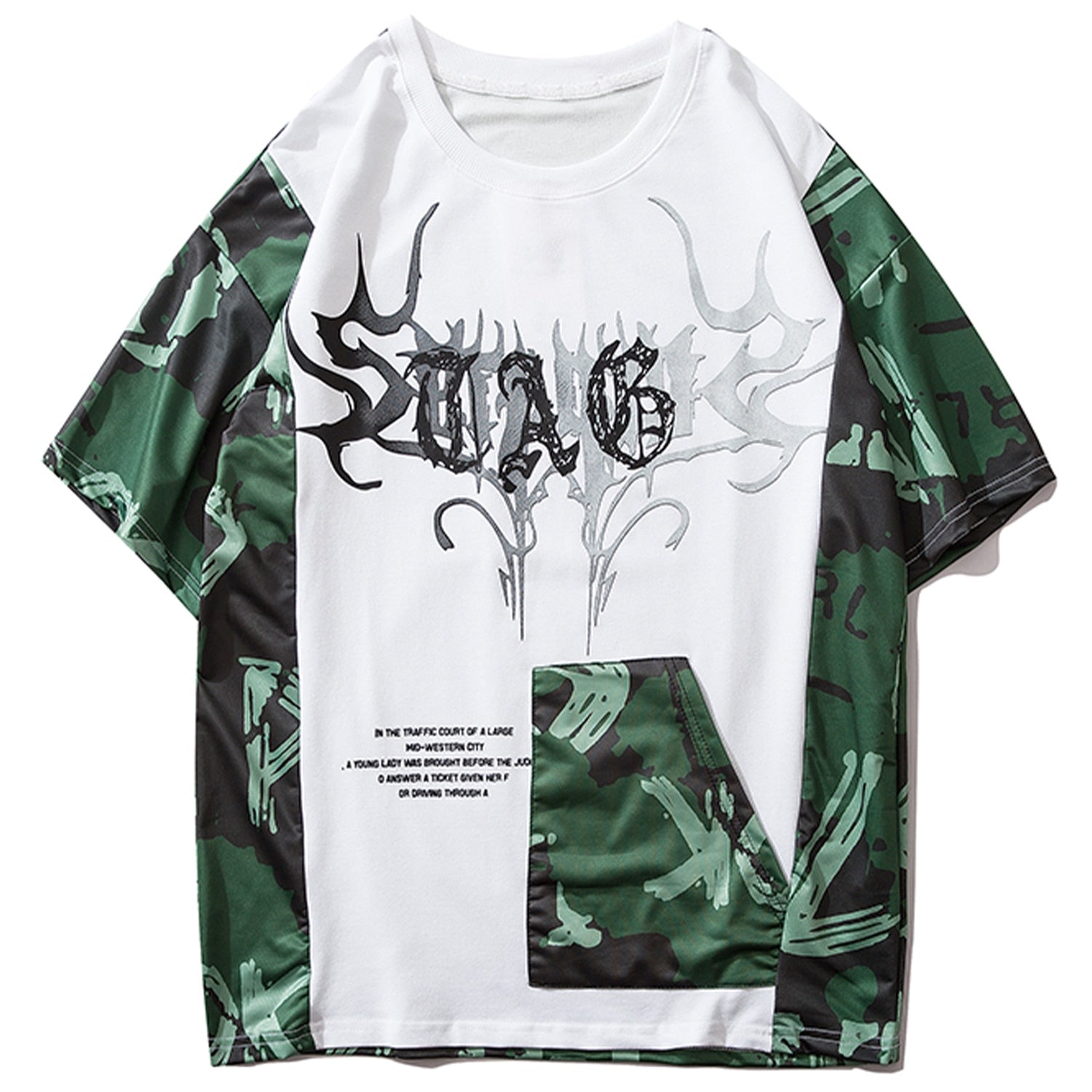 Hip Hop Color Block Character Print Mens T Shirt Harajuku Streetwear Tops Fashion Casual Cotton Short Sleeve.