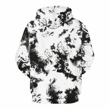 New Fashion Women Men Crying Alien 3D Printed Sweatshirts black and white abstract design hoodie back view