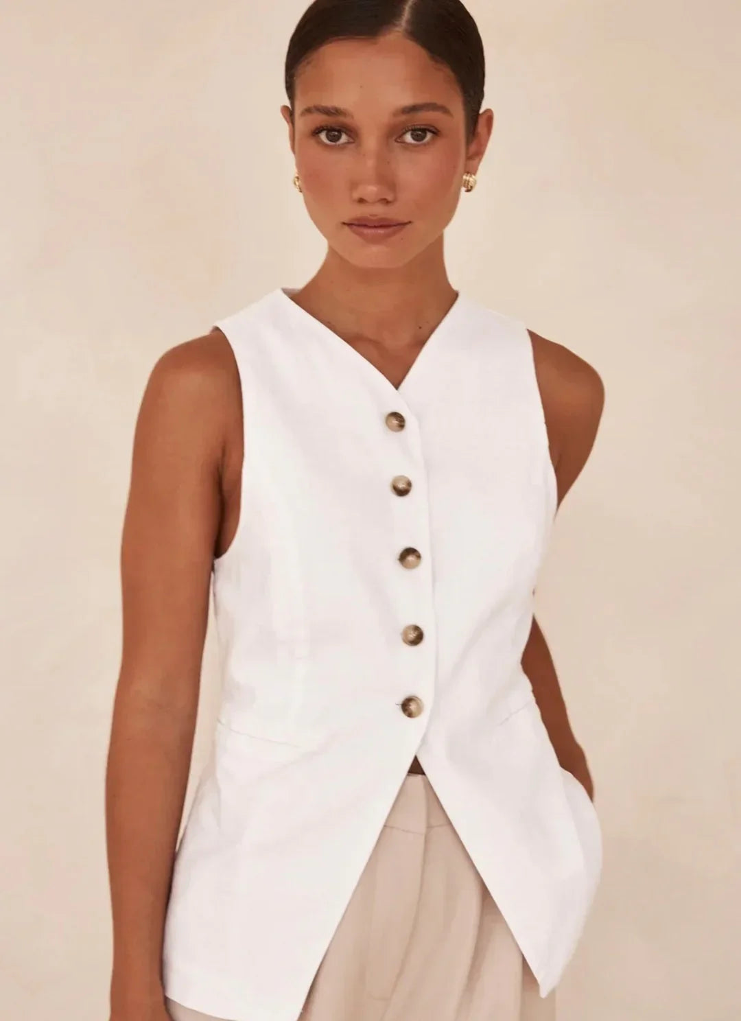 White Linen Vest - Modz Designs