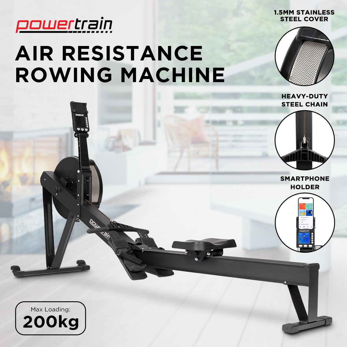 NNEDPE Air Rowing Machine Resistance Rower for Home Gym Cardio