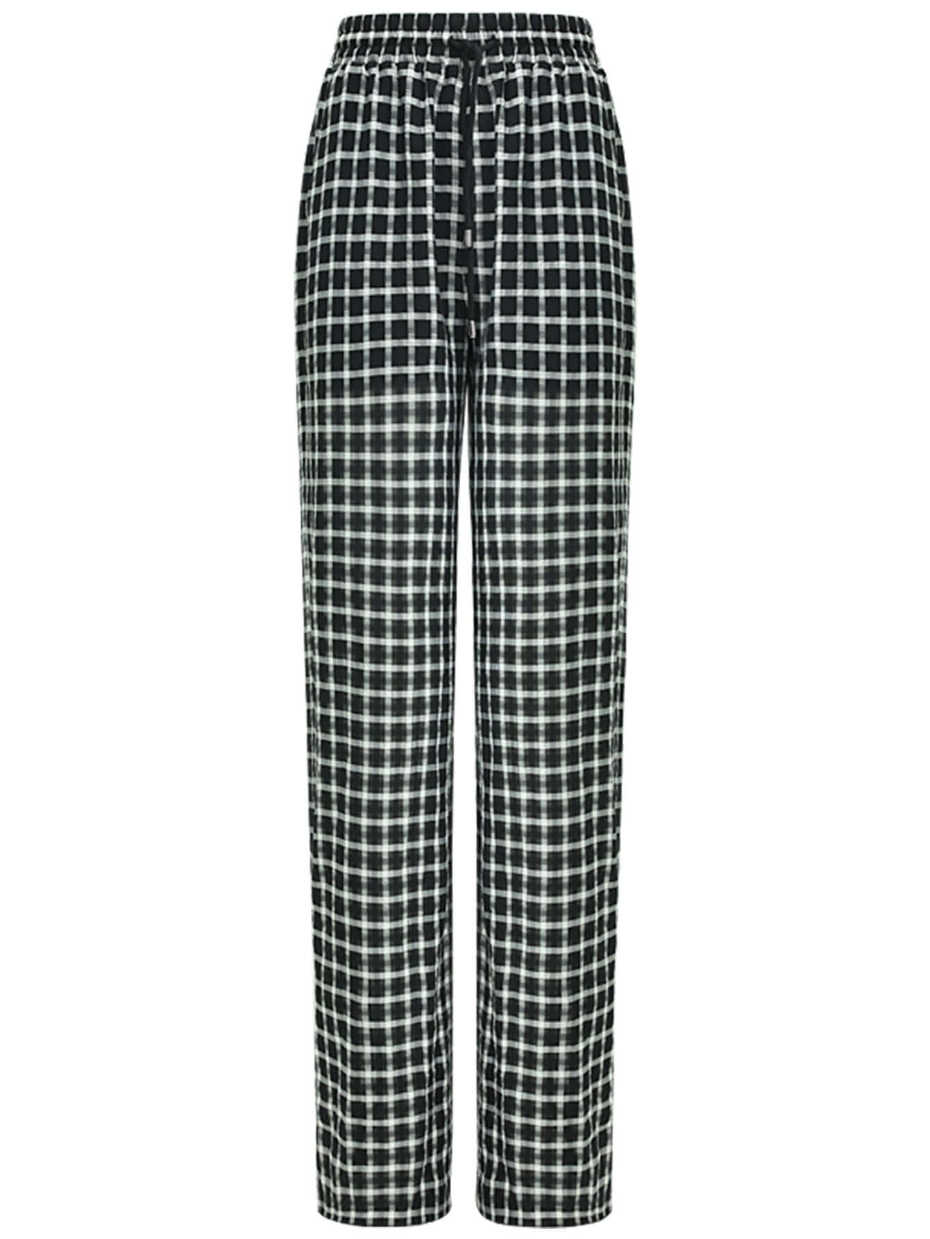 Slouchy Relaxed Fit Casual Checkered Pants