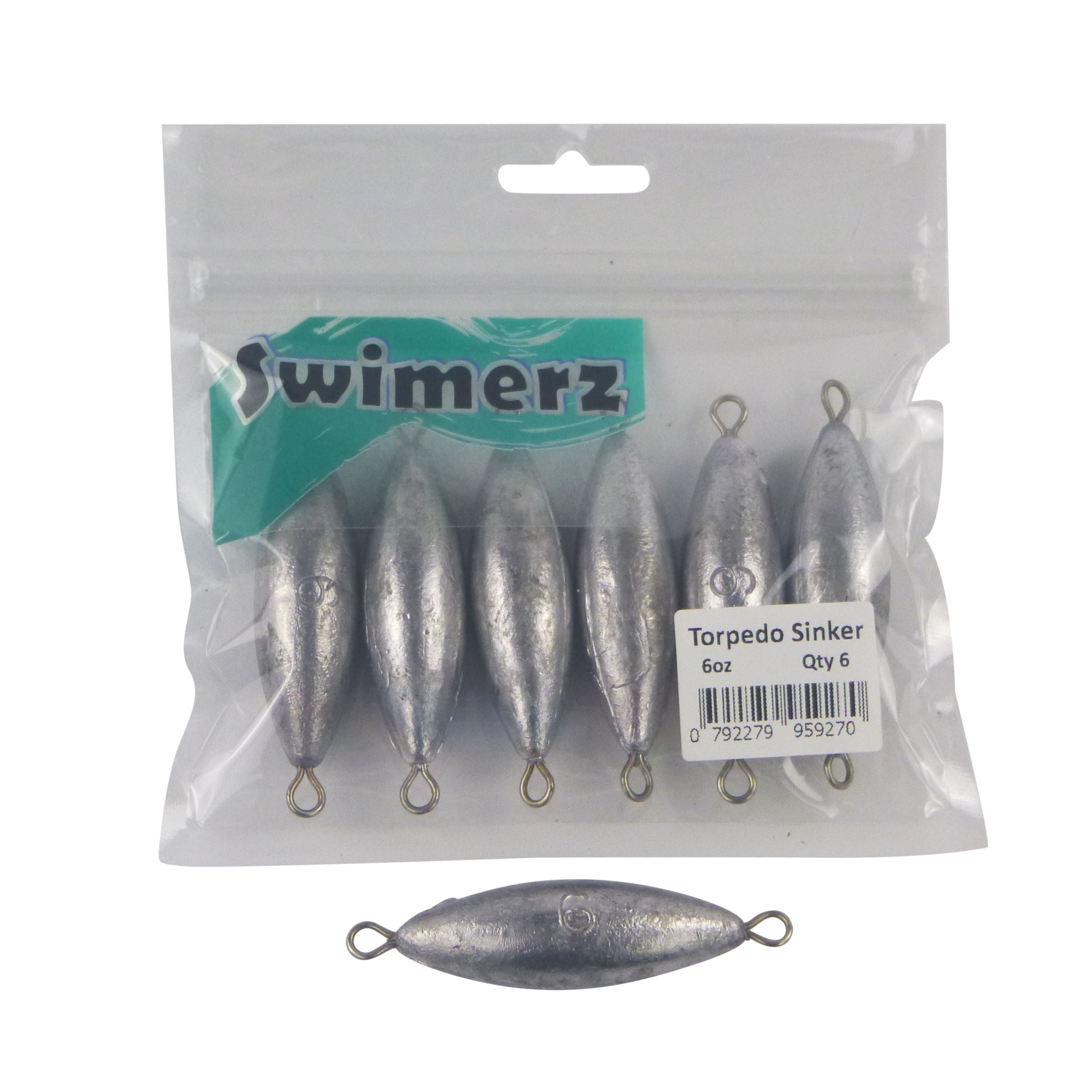 Swimerz 6oz Torpedo Trolling Sinker, Lead 6 Pack-1